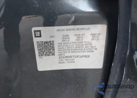 2018 Chevrolet Malibu 1Ls из США, поврежденный, VIN 1G1ZB5ST3JF147619